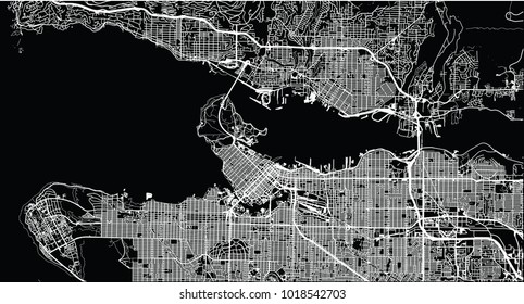Urban vector city map of Vancouver, Canada