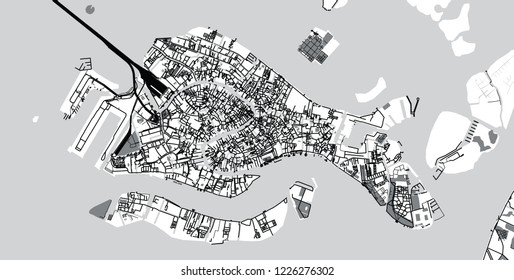 Urban vector city map of Venice, Italy