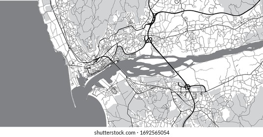 Urban vector city map of viana do castelo, Portugal