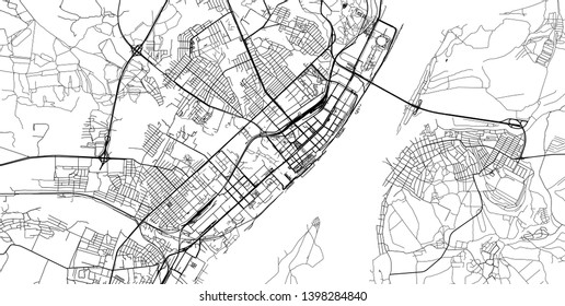 Urban vector city map of Volgograd, Russia