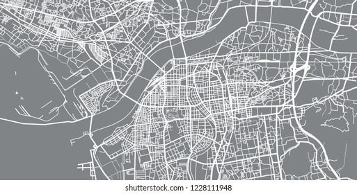 Urban vector city map of Wakayama, Japan