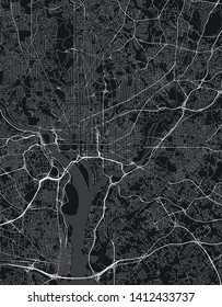 Urban vector city map of Washington DC, District of Columbia, USA