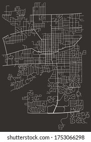 Urban vector city map of Wheaton, Illinois, USA, downtown and suburbs, road network, footprint, poster