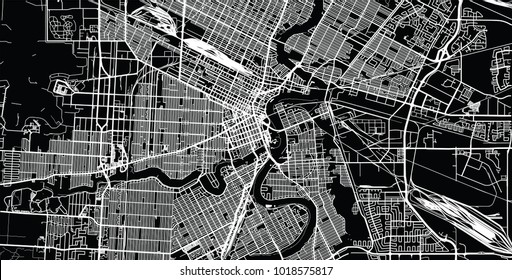 Urban vector city map of Winnipeg, Canada