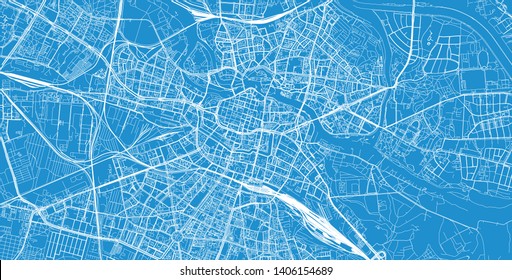 Urban vector city map of Wroclaw, Poland