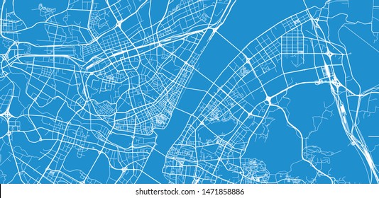 Urban vector city map of Wuhan, China
