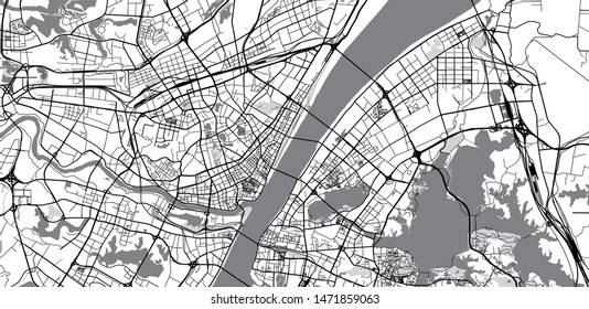Urban vector city map of Wuhan, China