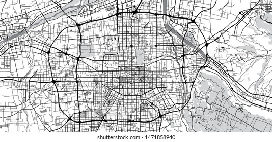 Urban vector city map of Xian, China