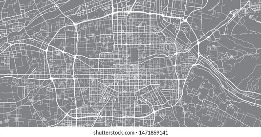 Urban vector city map of Xian, China