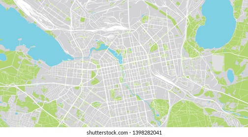 Urban Vector City Map Of Yekaterinburg, Russia