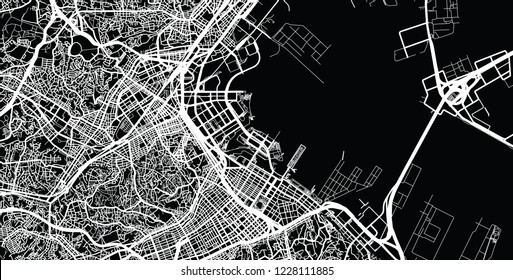 Urban vector city map of Yokohama, Japan