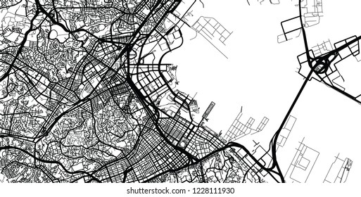 Urban vector city map of Yokohama, Japan