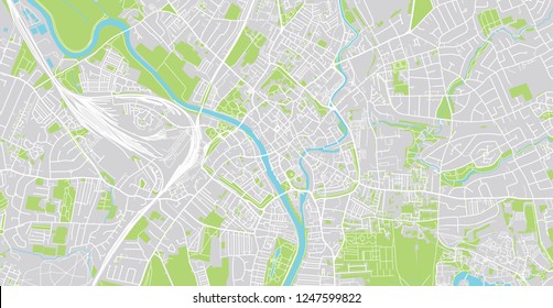 Urban vector city map of York, England