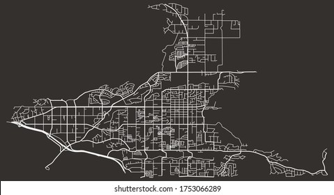 Urban vector city map of Yucaipa, California, USA, downtown and suburbs, road network, footprint, poster