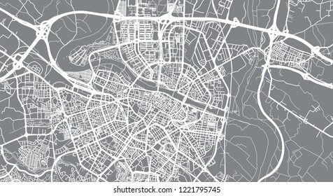 Urban vector city map of Zaragoza, Spain