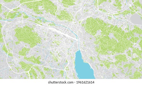 Urban vector city map of Zurich Far away, Switzerland, Europe