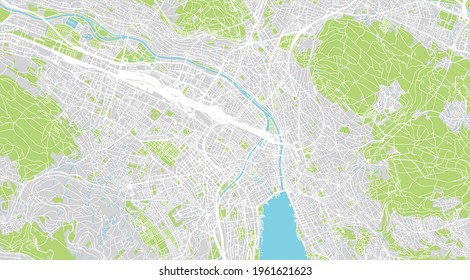 Urban vector city map of Zurich centre, Switzerland, Europe