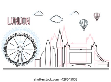 London Landscape Vector Flat Illustration Stock Vector (Royalty Free ...