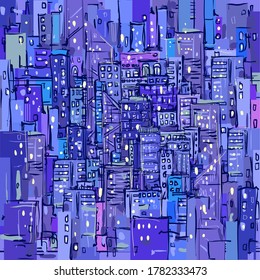 Urban vector cityscape background. City background with architecture, skyscrapers, megapolis, buildings, downtown.