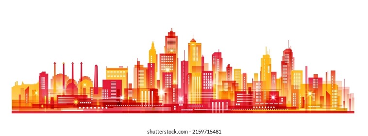 Urban vector cityscape. Skyline city silhouettes. City landscape template.