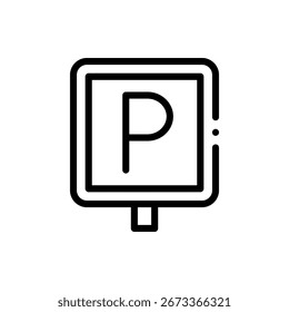 Urbanes Vektorsymbol des Parkplatzzeichens, ideal für Stadt, Verkehr und Fahrzeugthemen