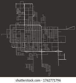 Urban vector map of El Centro, California, USA–downtown and suburbs, transport network, minimalist footprint poster