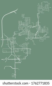 Urban vector map of Ocoee, Florida, USA–downtown and suburbs, transport network, minimalist footprint poster