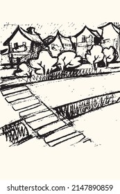 esbozo vectorial urbano con un paso peatonal