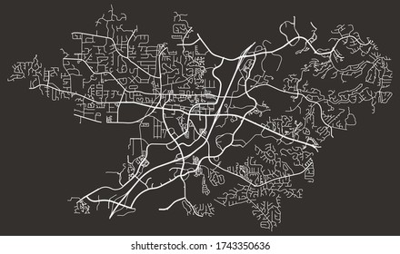 Stadtübersichtskarte für Alpharetta, Georgia, USA, mit Straßen, Gassen, Autobahnen, Innenstadt und Vororten, minimalistisches Stadtplakat