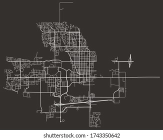 Urban vector street map of Ames, Iowa, US, with roads, lanes, highways, downtown and suburbs, minimalist town poster