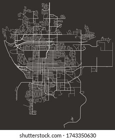 Urban vector street map of Bismarck, North Dakota, US, with roads, lanes, highways, downtown and suburbs, minimalist town poster