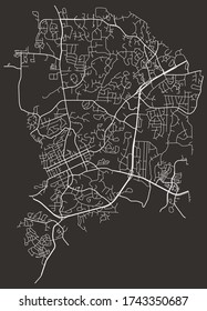 Urban Vector Street Map Of Chapel Hill, North Carolina, US, With Roads, Lanes, Highways, Downtown And Suburbs, Minimalist Town Poster