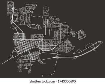 Urban vector street map of Cheyenne, Wyoming, US, with roads, lanes, highways, downtown and suburbs, minimalist town poster