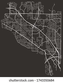 Stadtübersichtskarte von Coon Rapids, Minnesota, USA, mit Straßen, Gassen, Autobahnen, Innenstadt und Vororten, minimalistisches Stadtplakat