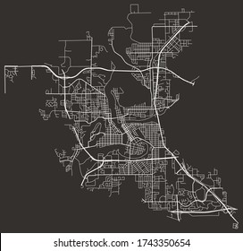 Urban vector street map of Eau Claire, Wisconsin, US, with roads, lanes, highways, downtown and suburbs, minimalist town poster