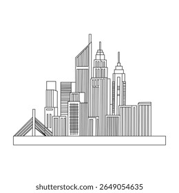 Urban View Hand Drawn Scene. Vector illustrations