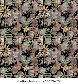 Urban wallpaper - Vector graffiti style camouflage seamless pattern