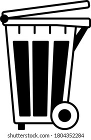 Urban waste concept stock vector Glyph illustration on a white background, Side View trash can on wheels for separate sorting of metal waste. 