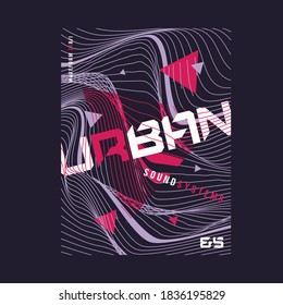 Urban waves vector expressive geometric t-shirt abstract design, poster, print, template.