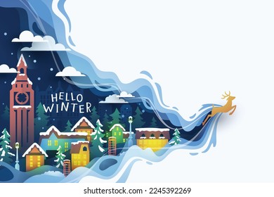Urban winter landscape vector illustration