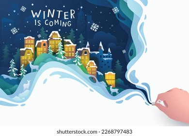 Urbane Winterlandschaft, Vektorgrafik