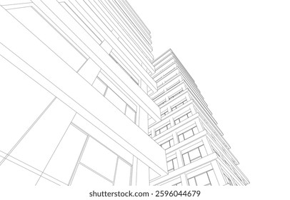 Urban Wireframe – Modern Architectural Perspective