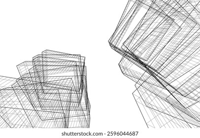 Urban Wireframe – Modern Architectural Perspective