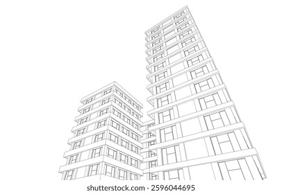 Urban Wireframe – Modern Architectural Perspective