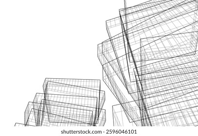 Urban Wireframe – Modern Architectural Perspective