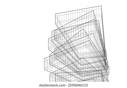 Urban Wireframe – Modern Architectural Perspective