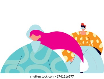 Urban woman and man cartoon with casual cloth design, Girl boy female male person people human and social media theme Vector illustration
