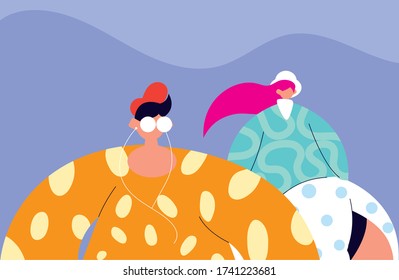 Urban woman and man cartoon with casual cloth design, Person people human and social media theme Vector illustration