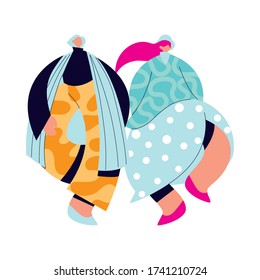 Urban women cartoons with casual cloth design, girl female person people human and social media theme Vector illustration