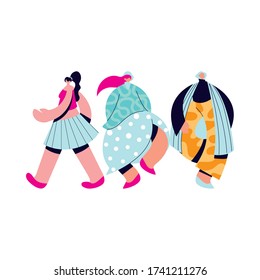 Urban women cartoons with casual cloth design, girl female person people human and social media theme Vector illustration